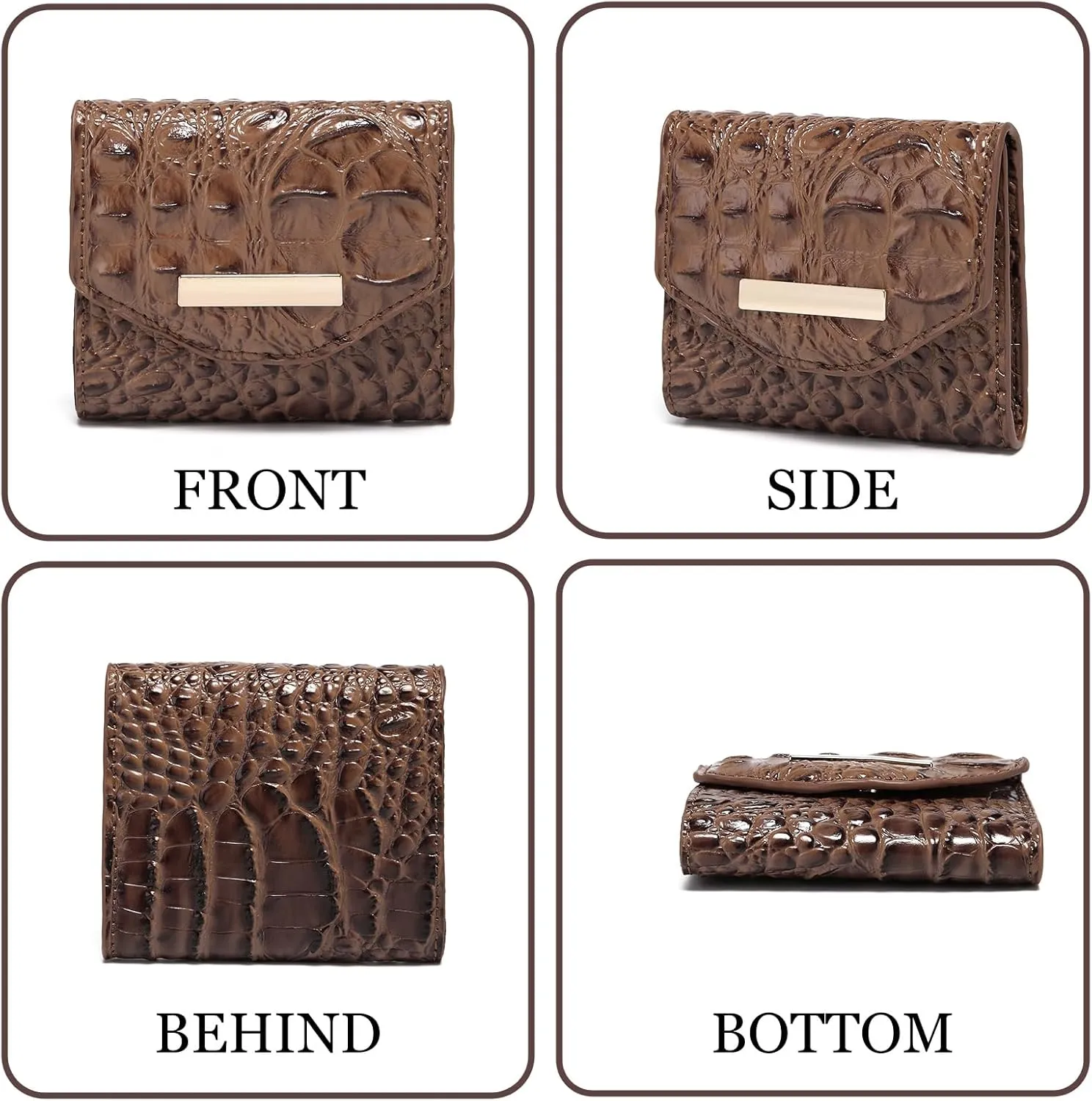 Crocodile Small Wallets Short Vintage Leather Credit Card Holder Luxury Clutch Mini Coin Purse for Women