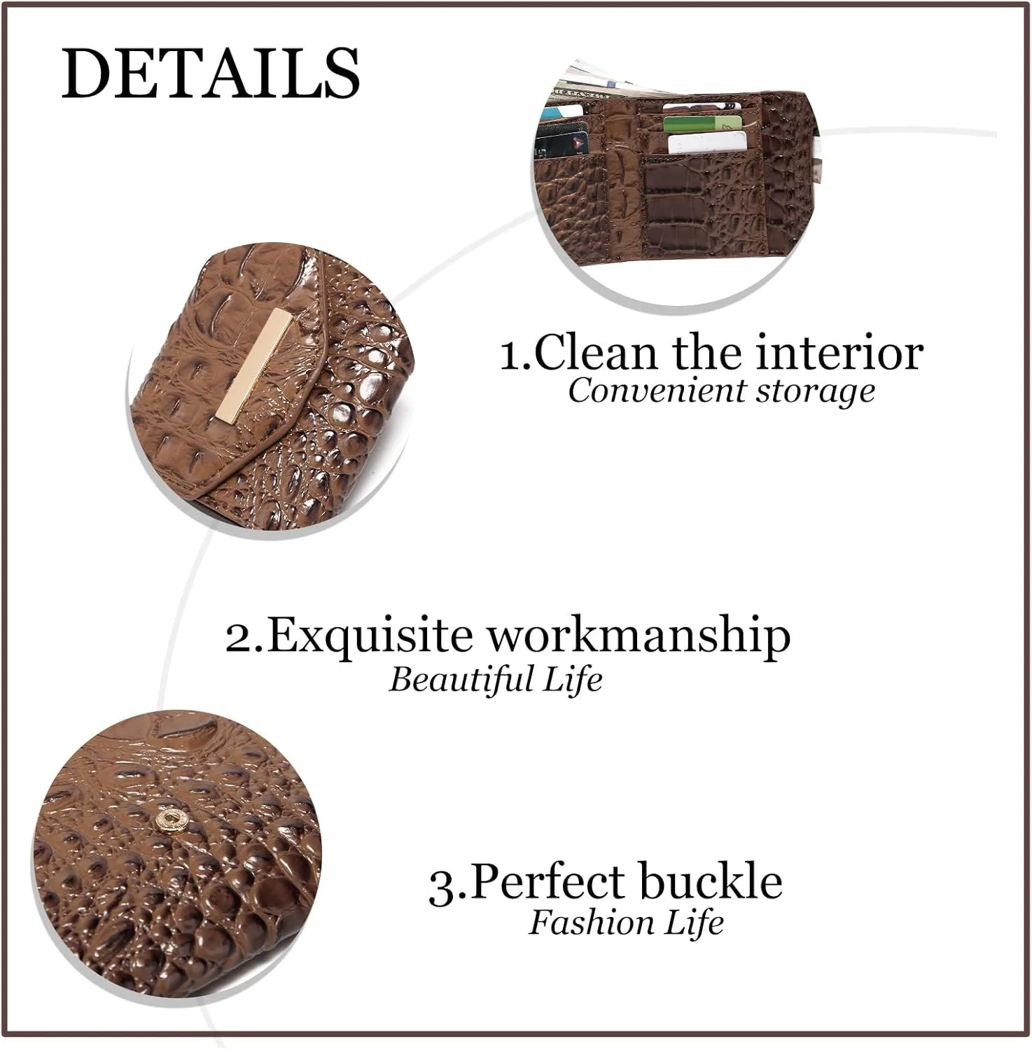 Crocodile Small Wallets Short Vintage Leather Credit Card Holder Luxury Clutch Mini Coin Purse for Women