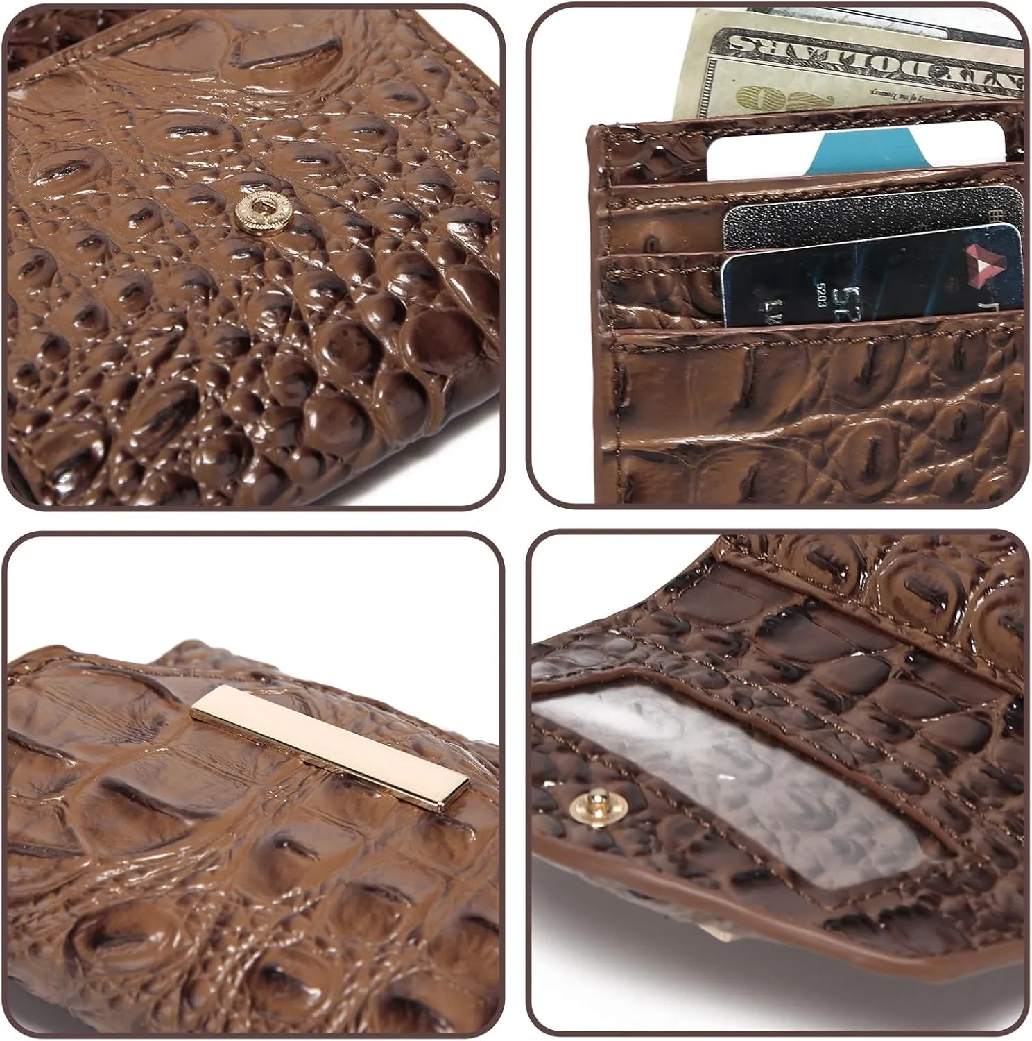 Crocodile Small Wallets Short Vintage Leather Credit Card Holder Luxury Clutch Mini Coin Purse for Women
