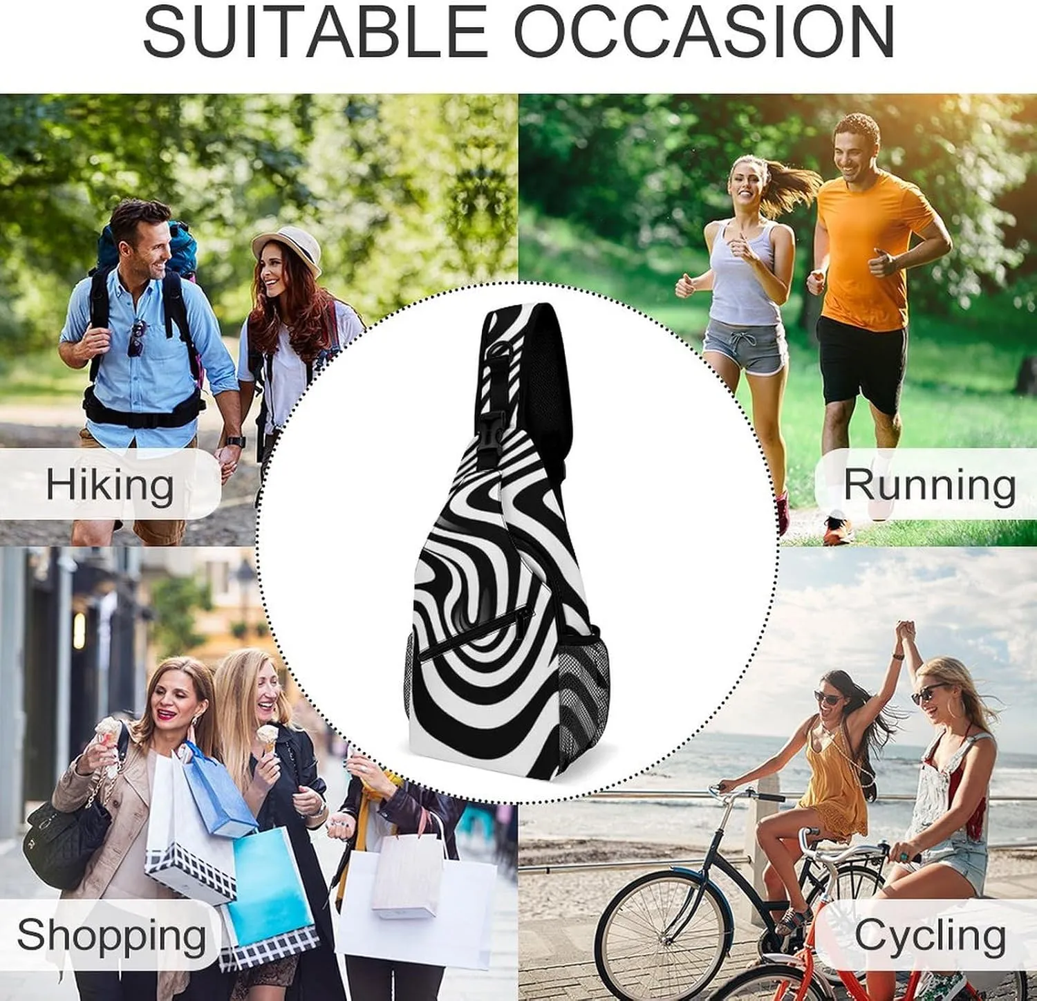 Crossbody Sling Bag Snow Mountain Penguin Backpack Sling Bag Travel Hiking Chest Bag Shoulder Bag Daypack