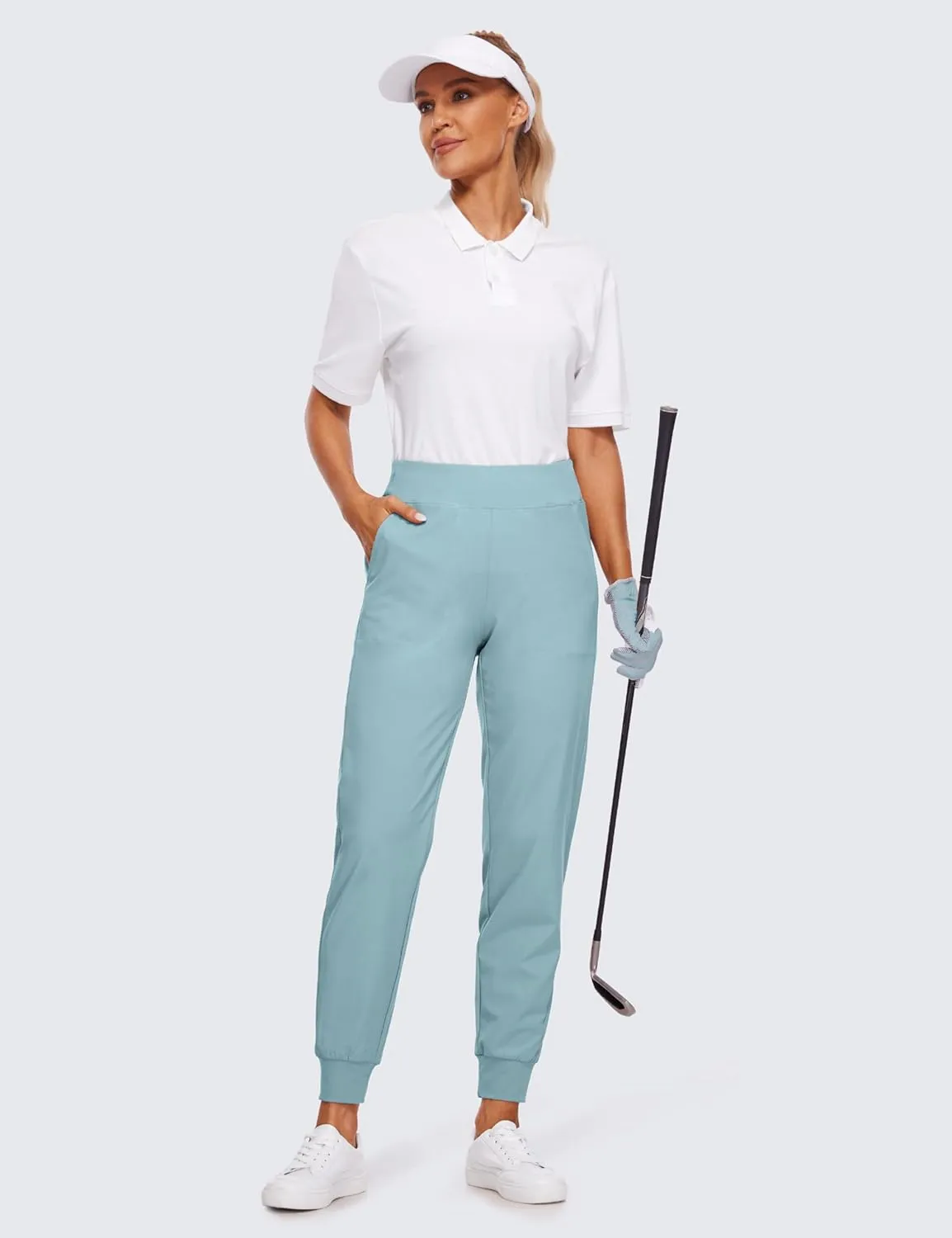 CRZ YOGA Womens Joggers Pants with Pockets Lightweight Workout Travel Casual Golf Hiking Pants for Women Quick Dry