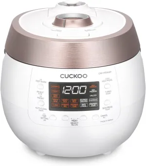 CUCKOO CRP-RT0609FW 6-Cup (Uncooked) / 12-Cup (Cooked) Twin Pressure Rice Cooker & Warmer with Nonstick Inner Pot, 14 Menu Options, Safe Steam Release, 3 Voice Guide, Auto Clean (White)