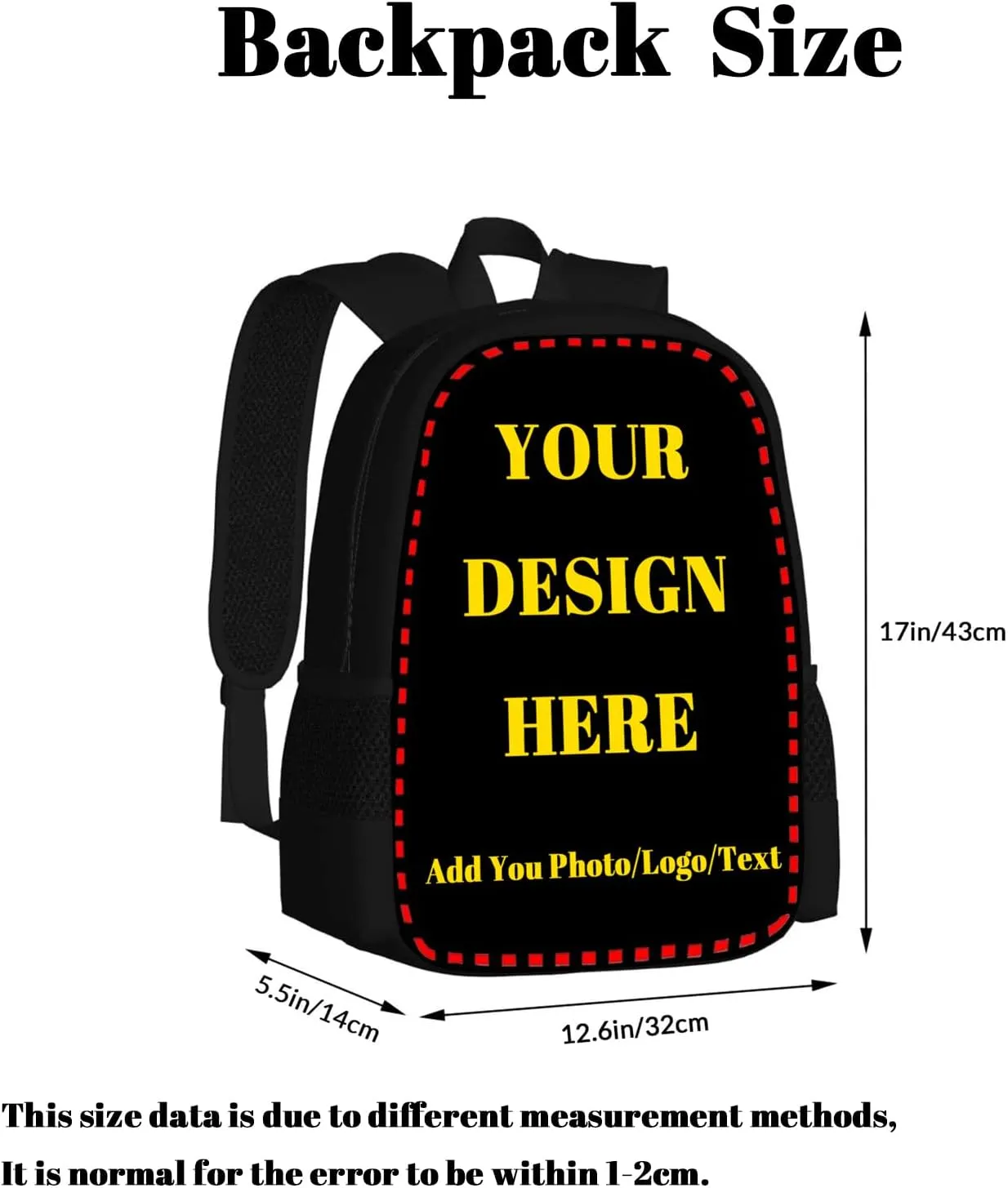 Custom Backpack and Pencil Case, Personalized Backpacks with Photo Text Logo for Mens Womens, Customize Casual Large Capacity with Compartments Laptop Bags for Travel, Camping 17"
