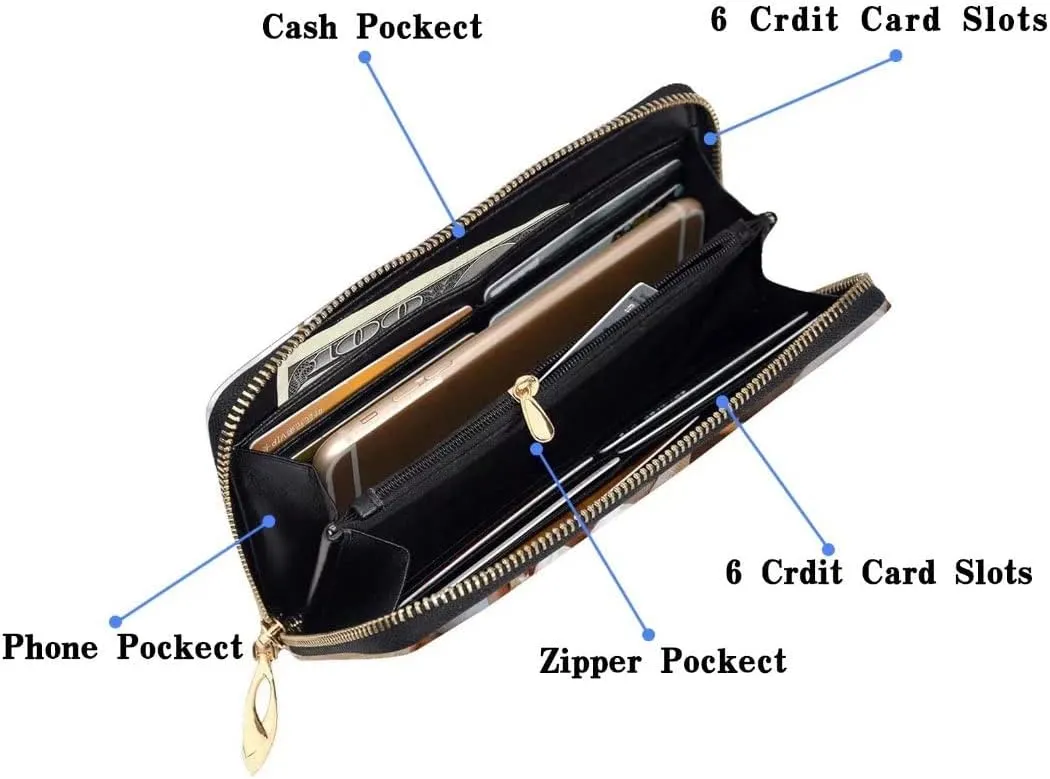 Custom Leather Wallet for Men Personalized Photo Wallets with Zipper Long Credit Cards Wallet Valentines Gift for Husband Dad Son Boyfriend Father