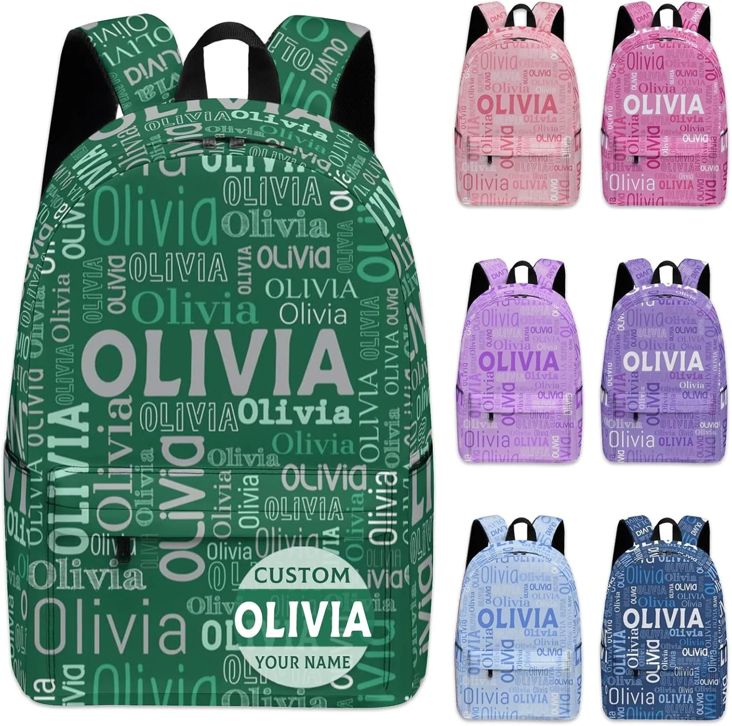 Custom Name Backpack, Personalized Schoolbag with Name for Boys Girls Kids, Customized Casual Backpack with Name for School Travel Picnic Camping Hiking