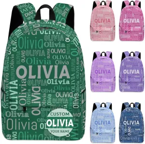 Custom Name Backpack, Personalized Schoolbag with Name for Boys Girls Kids, Customized Casual Backpack with Name for School Travel Picnic Camping Hiking