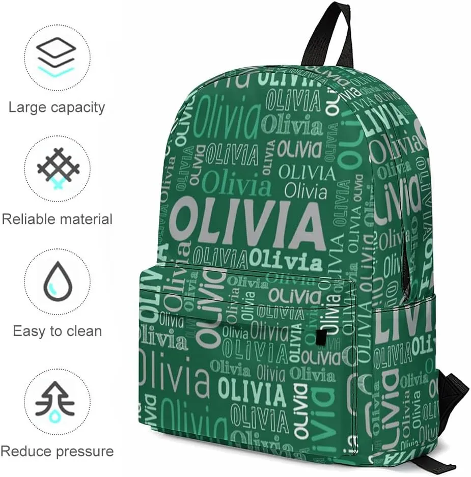 Custom Name Backpack, Personalized Schoolbag with Name for Boys Girls Kids, Customized Casual Backpack with Name for School Travel Picnic Camping Hiking