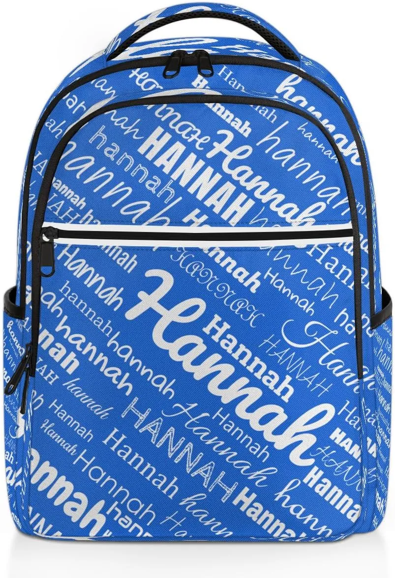 Custom Name Laptop Backpack Lightweight Personalized Shoulder Bag Backpacks Waterproof Casual Daypack Laptop Bag for Work Travel 16.1in, Blue