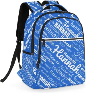Custom Name Laptop Backpack Lightweight Personalized Shoulder Bag Backpacks Waterproof Casual Daypack Laptop Bag for Work Travel 16.1in, Blue