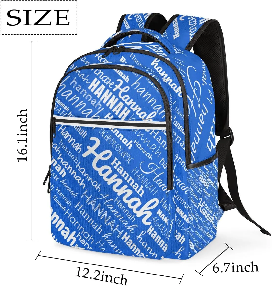 Custom Name Laptop Backpack Lightweight Personalized Shoulder Bag Backpacks Waterproof Casual Daypack Laptop Bag for Work Travel 16.1in, Blue