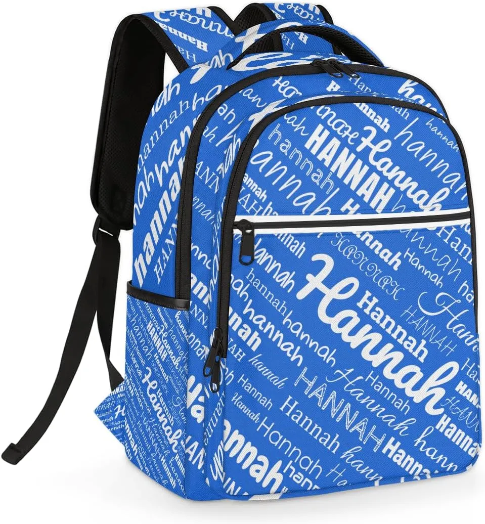 Custom Name Laptop Backpack Lightweight Personalized Shoulder Bag Backpacks Waterproof Casual Daypack Laptop Bag for Work Travel 16.1in, Blue