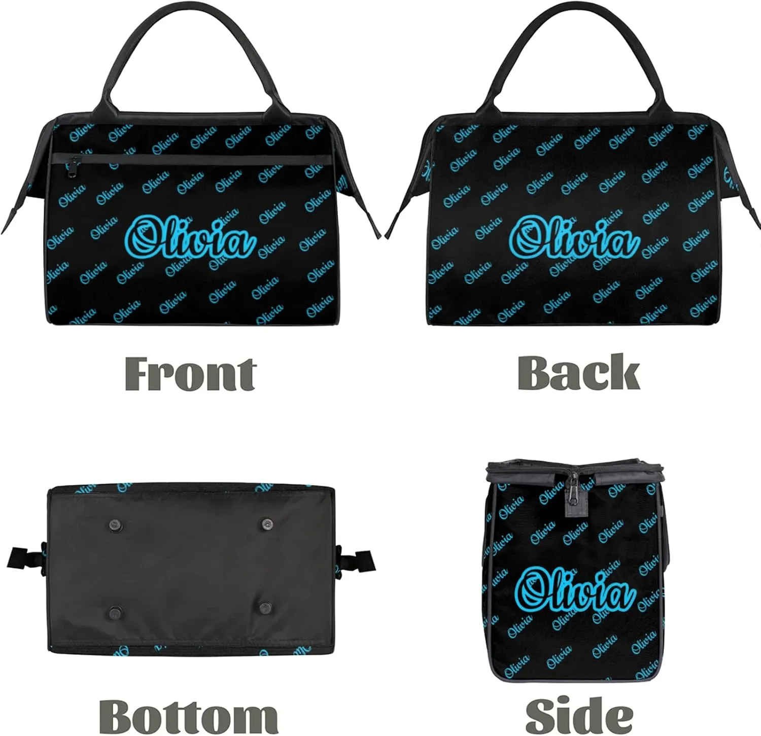 Custom Sport Duffel Bags Personalized Travel Overnight Bag Waterproof Dance Bag Lightweight Carry-On Tote for Women Men 15.2in, Black Blue