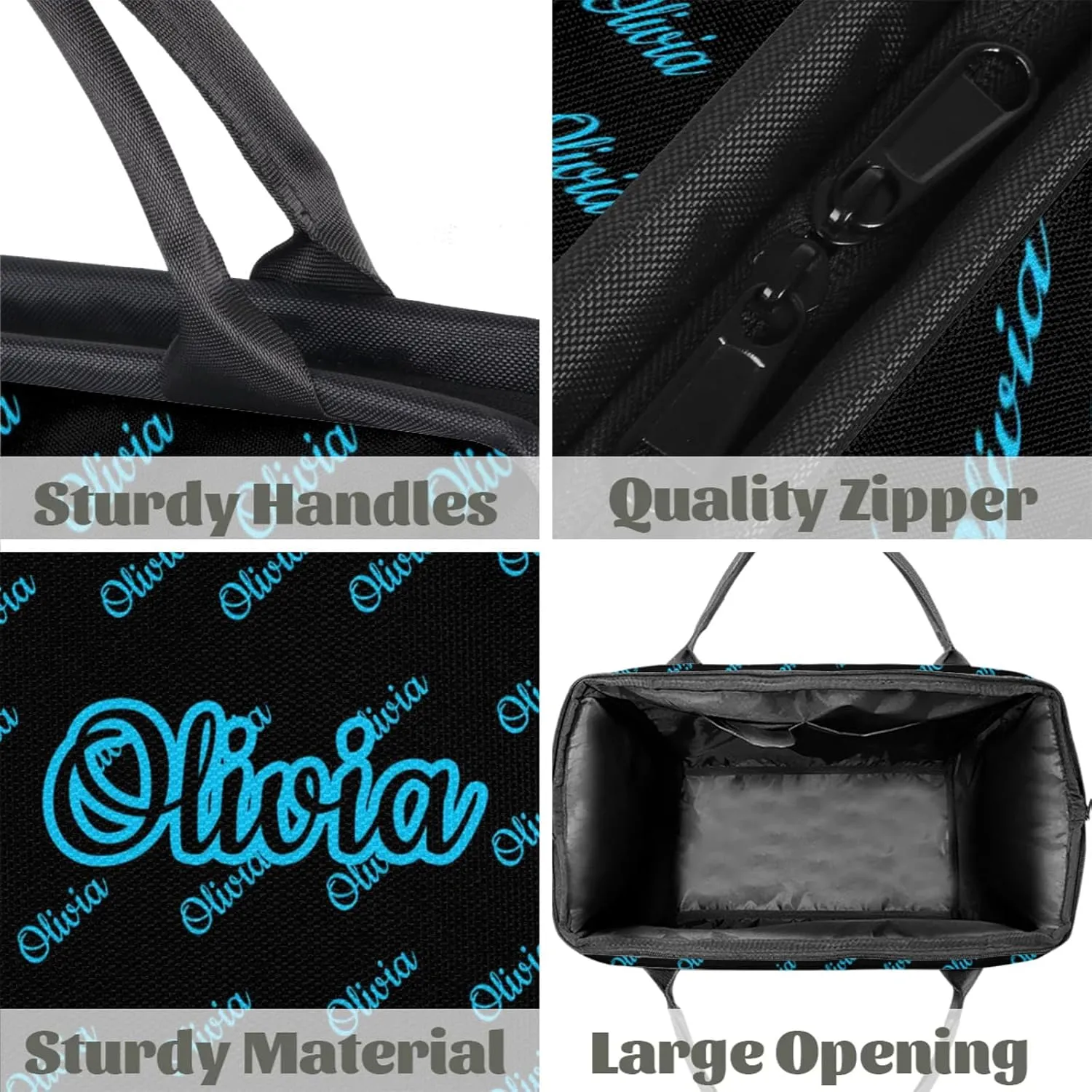 Custom Sport Duffel Bags Personalized Travel Overnight Bag Waterproof Dance Bag Lightweight Carry-On Tote for Women Men 15.2in, Black Blue