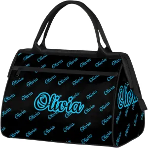 Custom Sport Duffel Bags Personalized Travel Overnight Bag Waterproof Dance Bag Lightweight Carry-On Tote for Women Men 15.2in, Black Blue