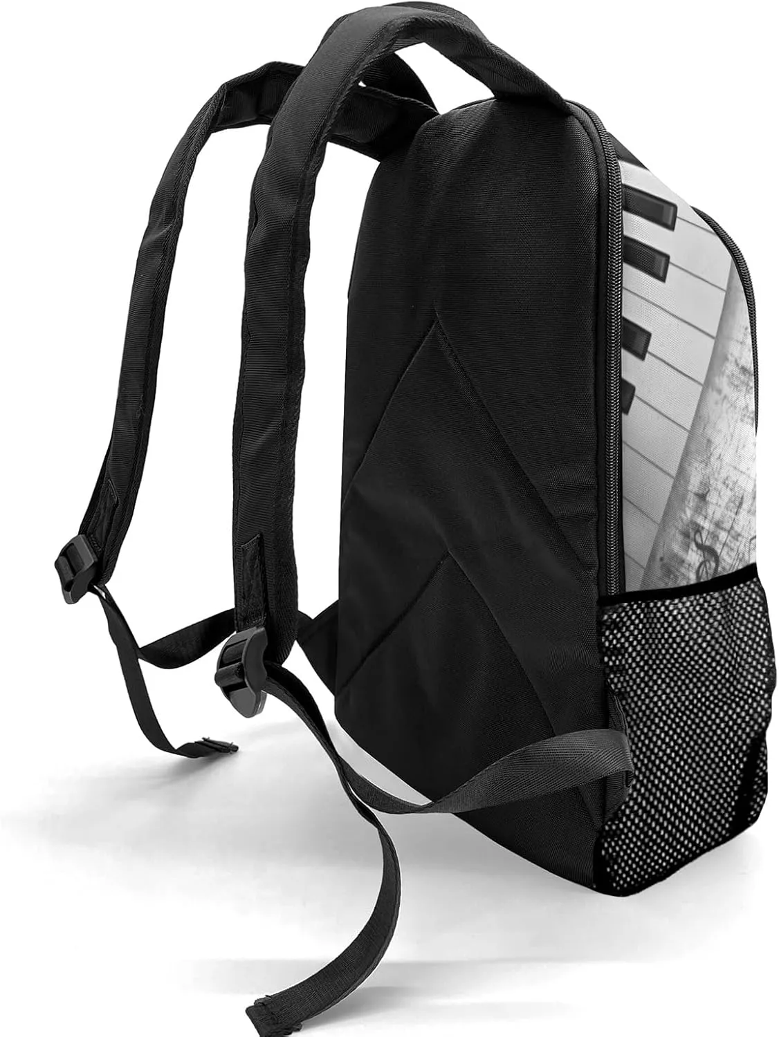 Customized Music Piano Backpack Personalized Name Schoolbag Multipurpose Daypack Sport Casual Travel Bags for Teen Adult Grey Black
