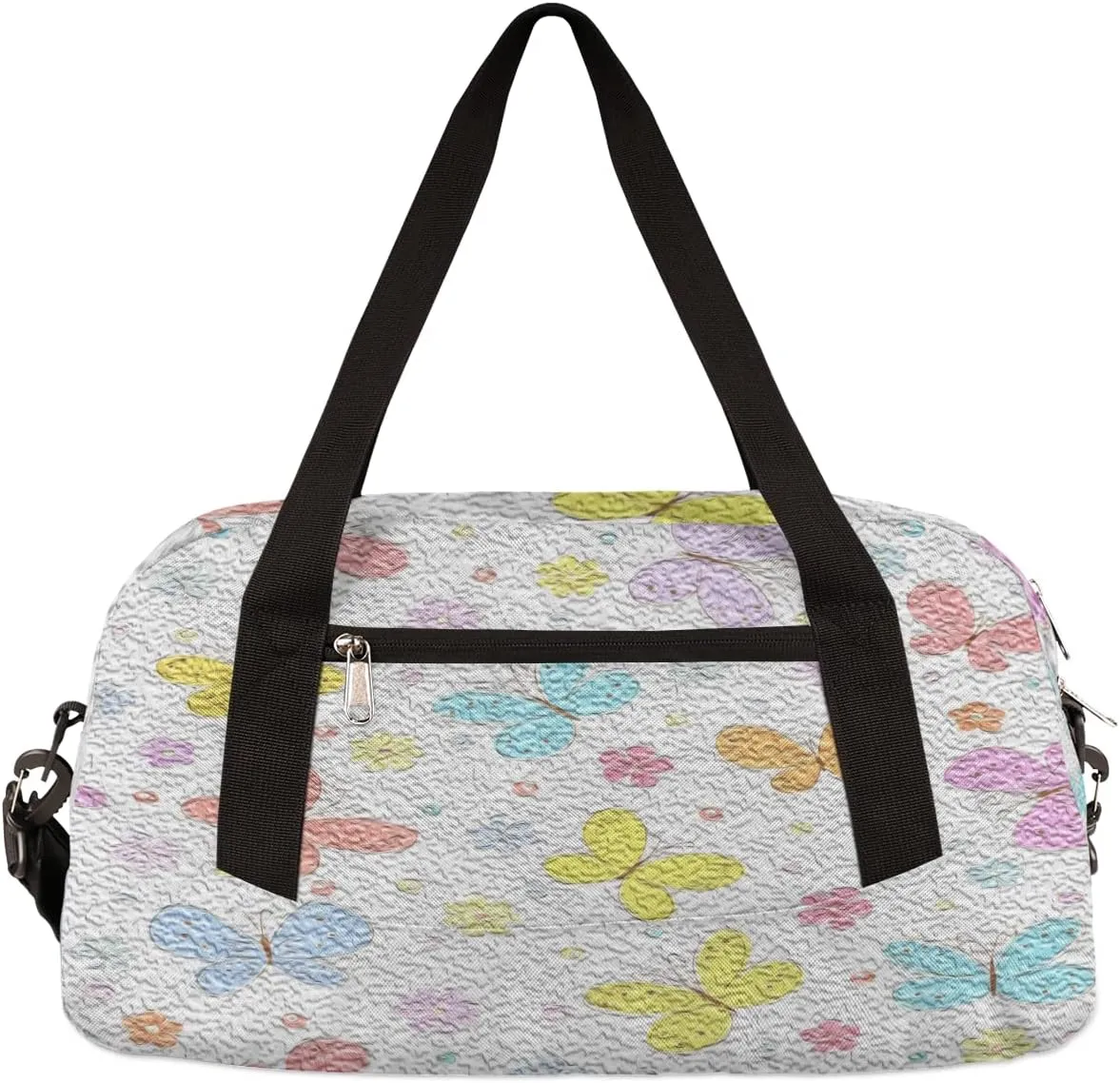 Cute Butterfly Kids Duffel Bag for Girls Boys Teens, Butterfly Oil Painting Dance Bag Overnight Small Duffel Bag Carry On Weekend Sports Gym Travel Bag for School Practice Gymnastics Ballet