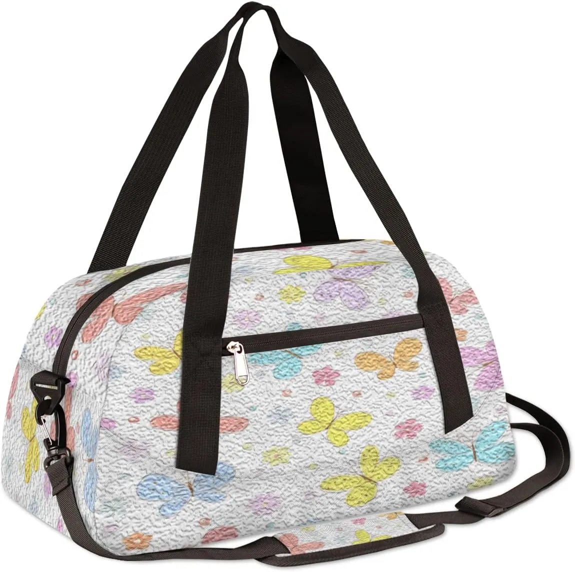 Cute Butterfly Kids Duffel Bag for Girls Boys Teens, Butterfly Oil Painting Dance Bag Overnight Small Duffel Bag Carry On Weekend Sports Gym Travel Bag for School Practice Gymnastics Ballet