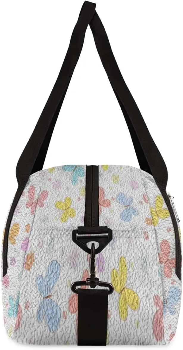 Cute Butterfly Kids Duffel Bag for Girls Boys Teens, Butterfly Oil Painting Dance Bag Overnight Small Duffel Bag Carry On Weekend Sports Gym Travel Bag for School Practice Gymnastics Ballet