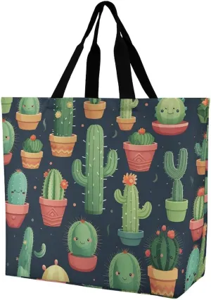 Cute Cactus Seamless Illustration Crossbody Bag Women's Fashion Tote Bag Shoulder Tote Bag Versatile Travel Shoulder Bag Fitness Tote Bag for Fitness Trips Out