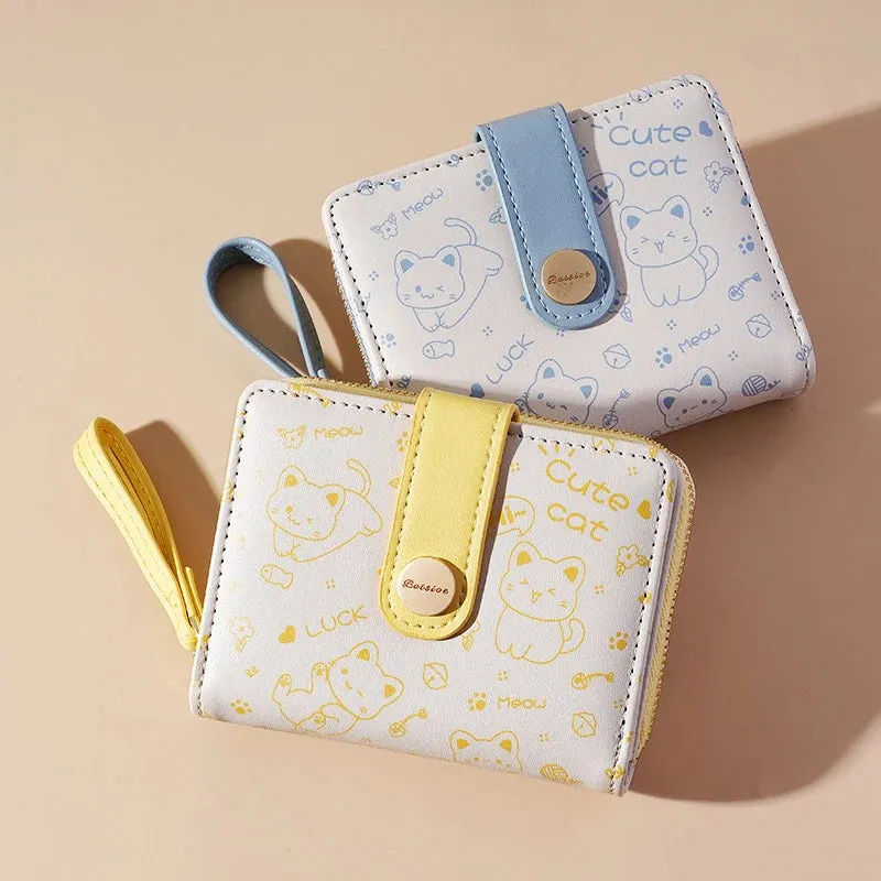 Cute Cat Zipper Wallet for Girls