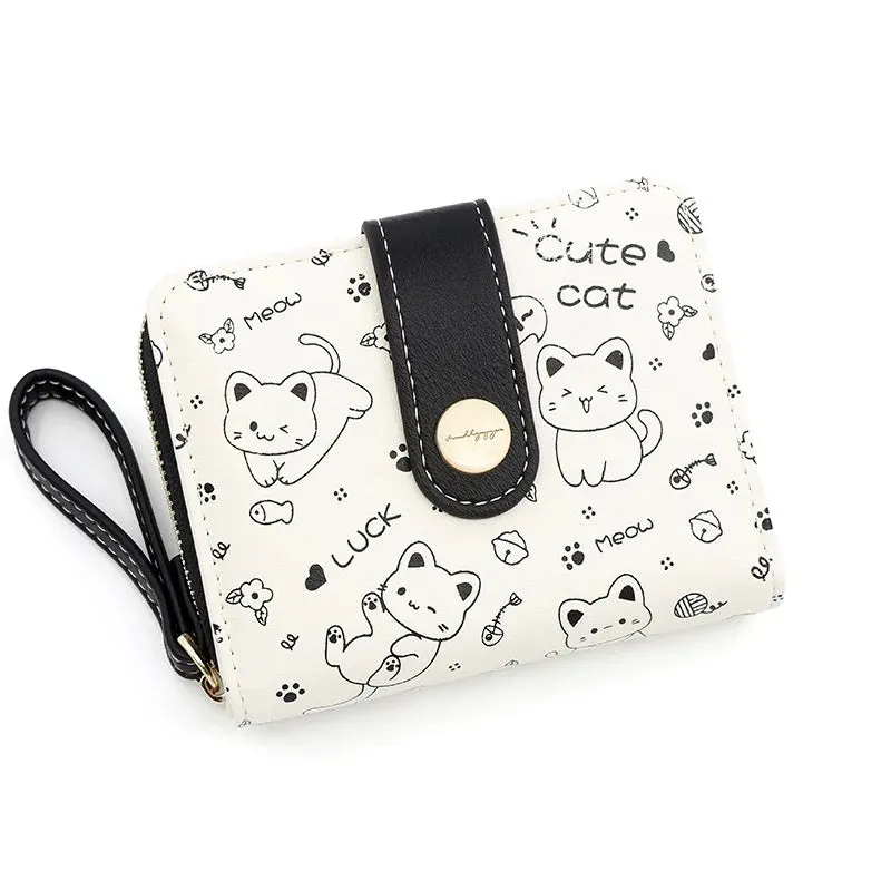 Cute Cat Zipper Wallet for Girls