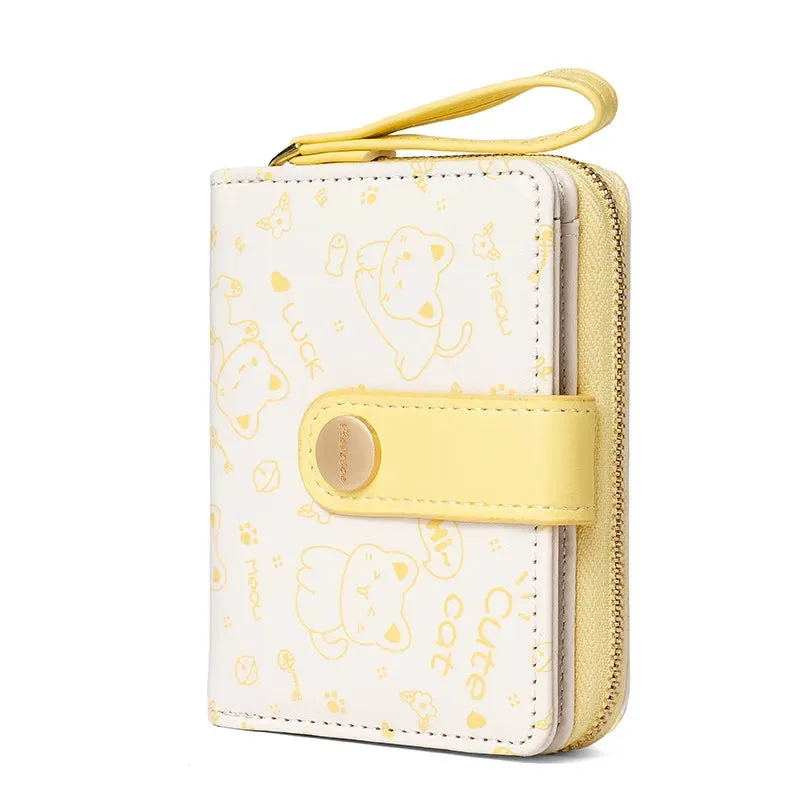 Cute Cat Zipper Wallet for Girls
