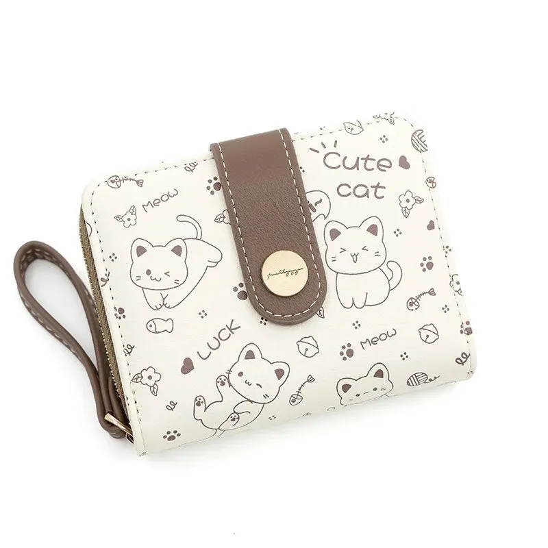 Cute Cat Zipper Wallet for Girls