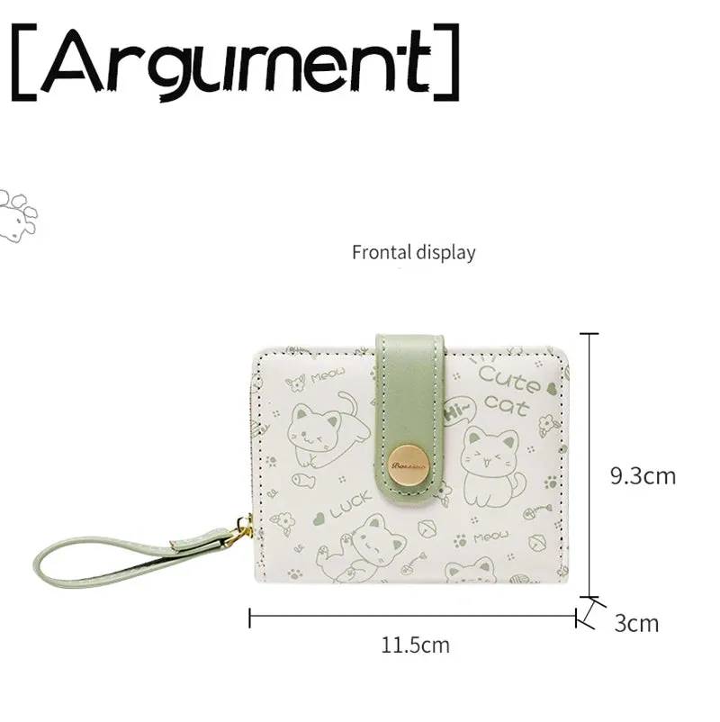 Cute Cat Zipper Wallet for Girls