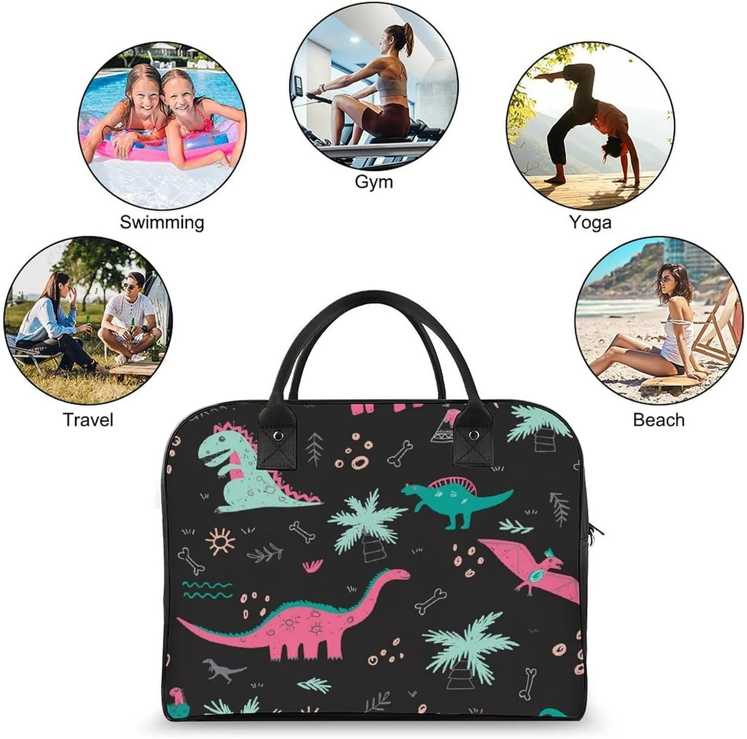 Cute Cats Head Fashionable Large Capacity Travel Handbag Unisex