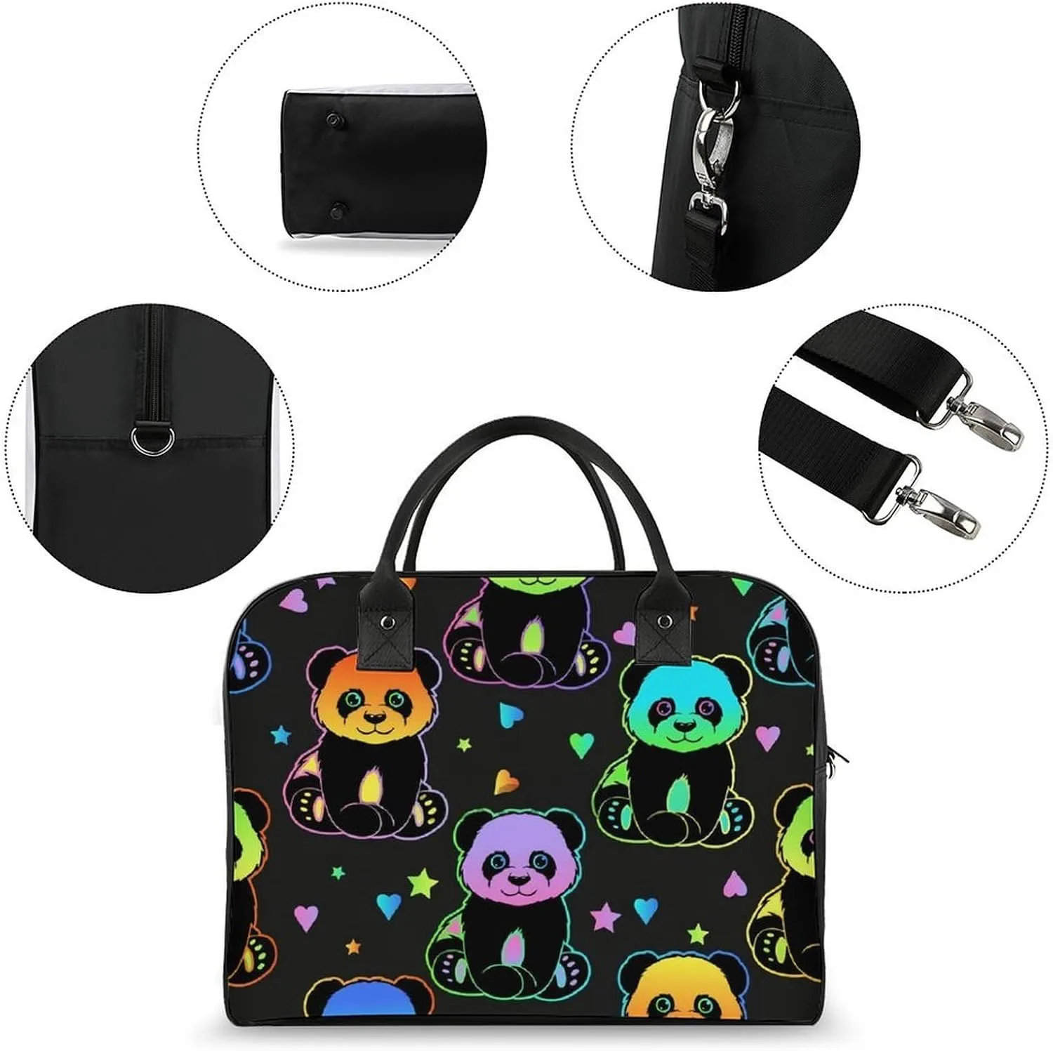 Cute Cats Head Fashionable Large Capacity Travel Handbag Unisex