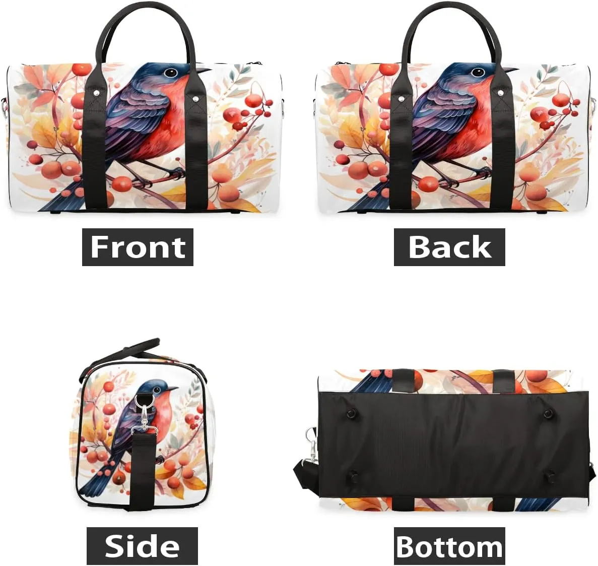 Cute Colorful Birds Travel Duffel Bag for Women Men Waterproof Foldable Overnight Weekender Bag Large Capacity Sports Gym Bag