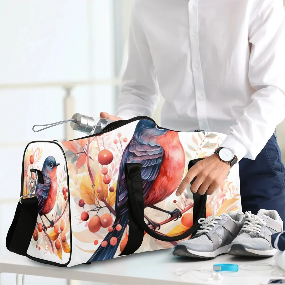 Cute Colorful Birds Travel Duffel Bag for Women Men Waterproof Foldable Overnight Weekender Bag Large Capacity Sports Gym Bag