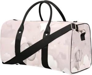 Cute Colorful Cartoon Elephant Travel Duffel Bag for Women Men Waterproof Foldable Overnight Weekender Bag Large Capacity Sports Gym Bag