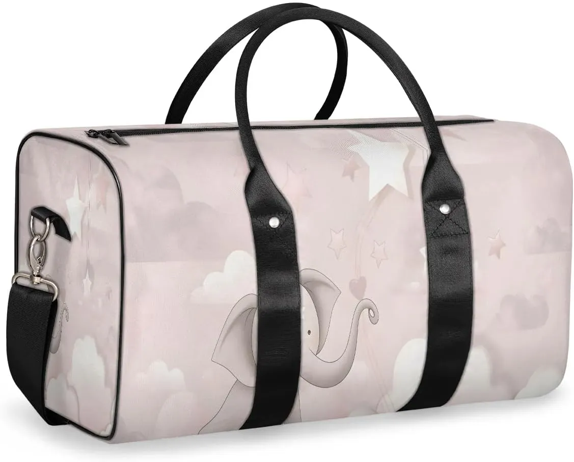 Cute Colorful Cartoon Elephant Travel Duffel Bag for Women Men Waterproof Foldable Overnight Weekender Bag Large Capacity Sports Gym Bag