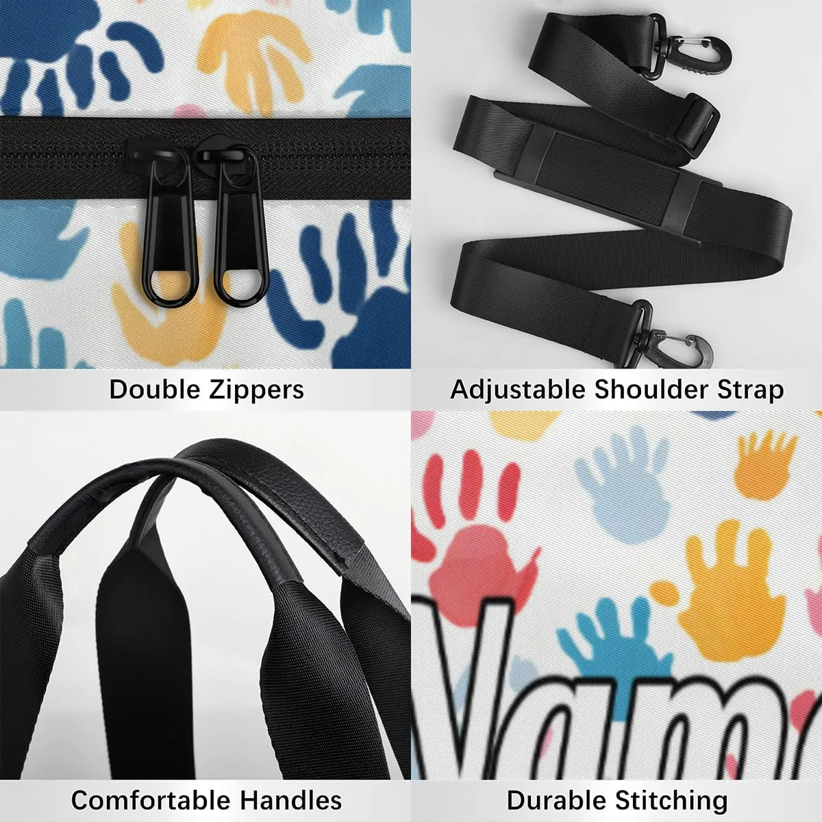 Cute Dance Bag Sport Duffel Gymnastics Sport Bags Custom Ballet Bag Overnight Weekender Bag Waterproof Pattern, Colorful Fingerprint Cartoon Print