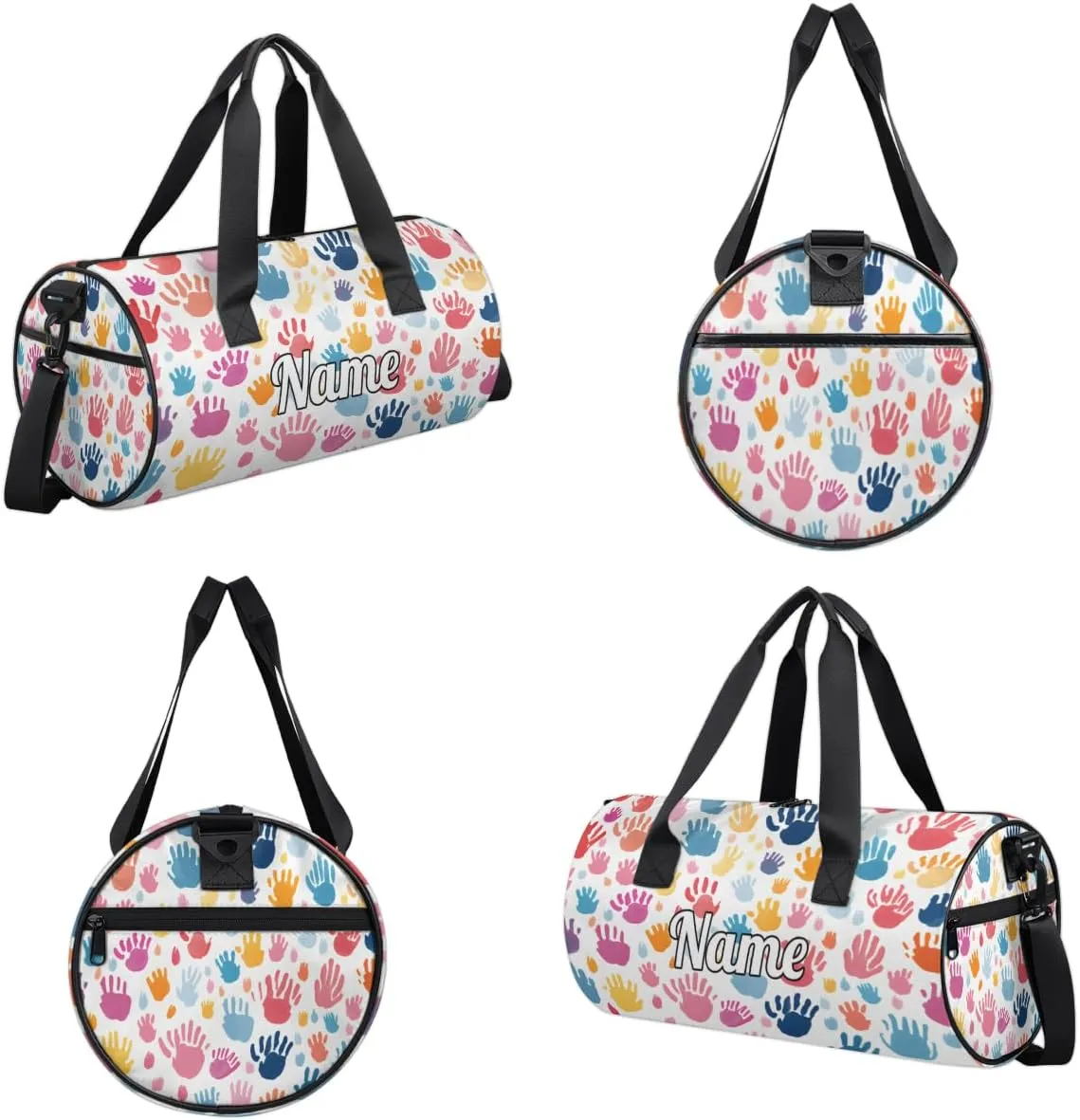 Cute Dance Bag Sport Duffel Gymnastics Sport Bags Custom Ballet Bag Overnight Weekender Bag Waterproof Pattern, Colorful Fingerprint Cartoon Print