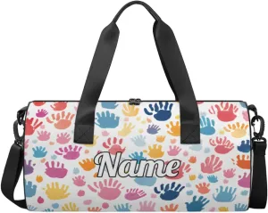 Cute Dance Bag Sport Duffel Gymnastics Sport Bags Custom Ballet Bag Overnight Weekender Bag Waterproof Pattern, Colorful Fingerprint Cartoon Print