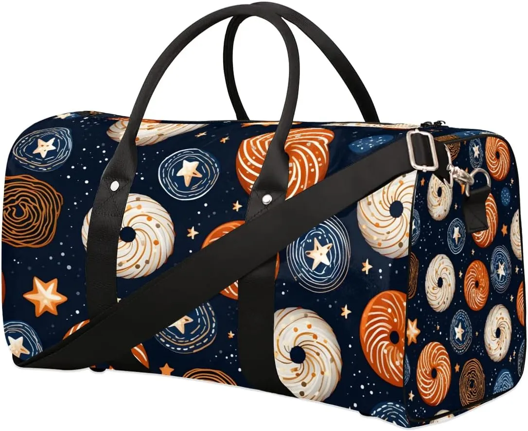 Cute Doughnut Travel Duffel Bag for Women Men Waterproof Foldable Overnight Weekender Bag Large Capacity Sports Gym Bag