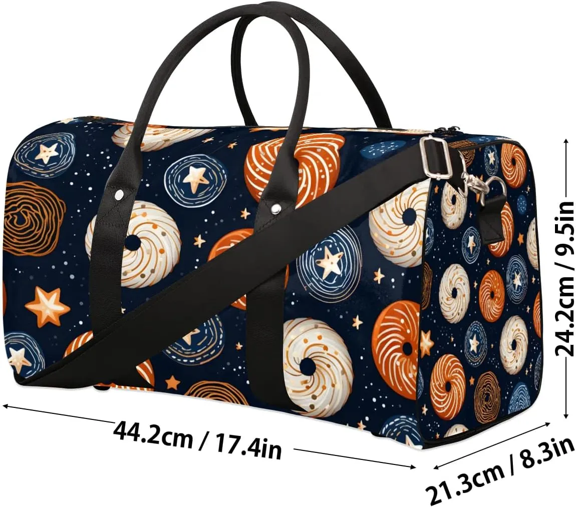 Cute Doughnut Travel Duffel Bag for Women Men Waterproof Foldable Overnight Weekender Bag Large Capacity Sports Gym Bag