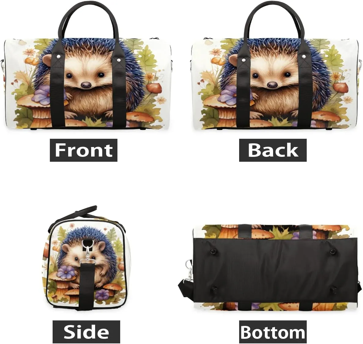 Cute Hedgehog Travel Duffel Bag for Women Men Waterproof Foldable Overnight Weekender Bag Large Capacity Sports Gym Bag