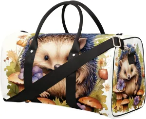 Cute Hedgehog Travel Duffel Bag for Women Men Waterproof Foldable Overnight Weekender Bag Large Capacity Sports Gym Bag