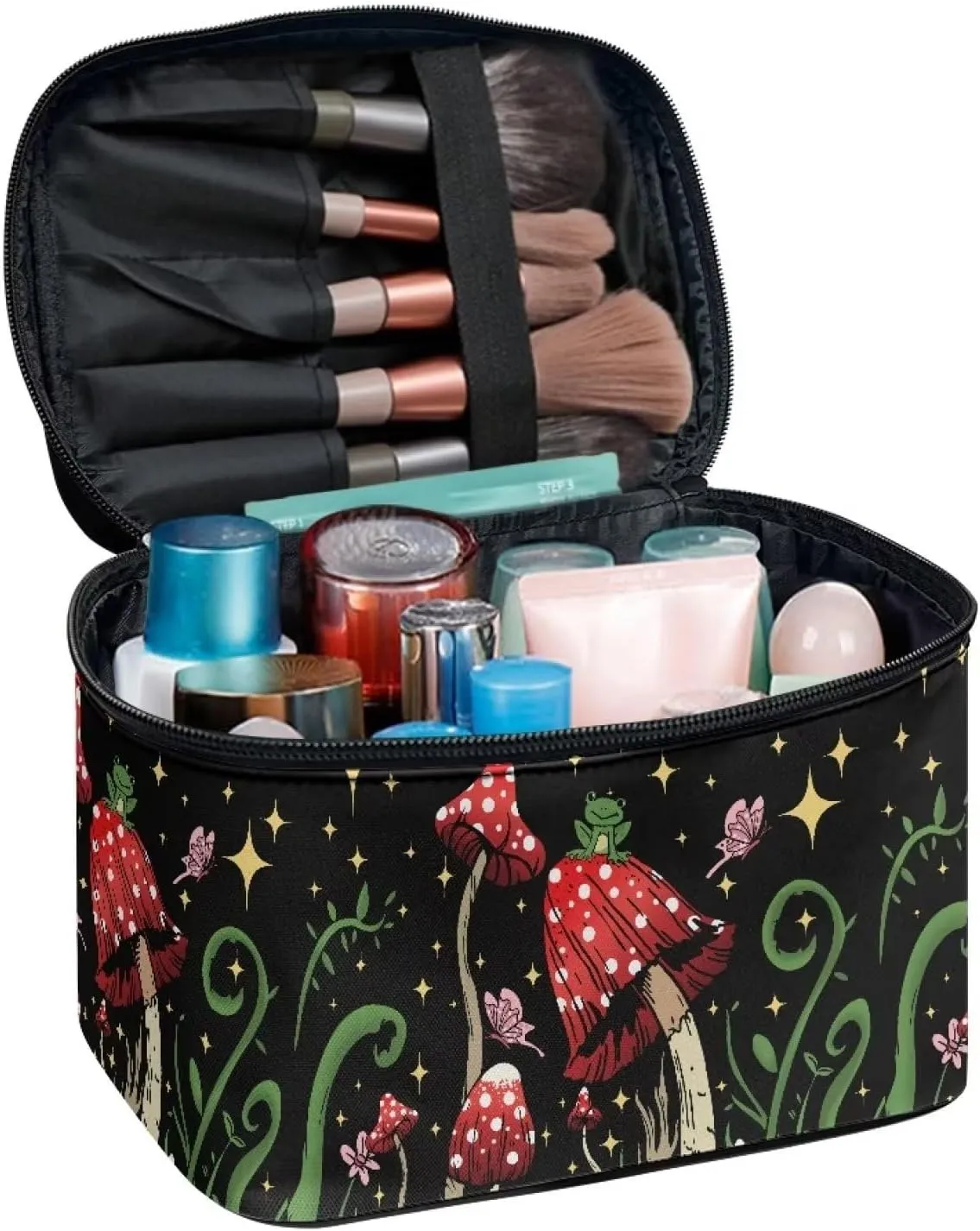 Cute Mushroom Cosmetic Bag Travel Makeup Bag for Teen Girls Cute Cosmetic Organizer Multifunction Toiletries Storage Pouch Fashion Travel Accessories