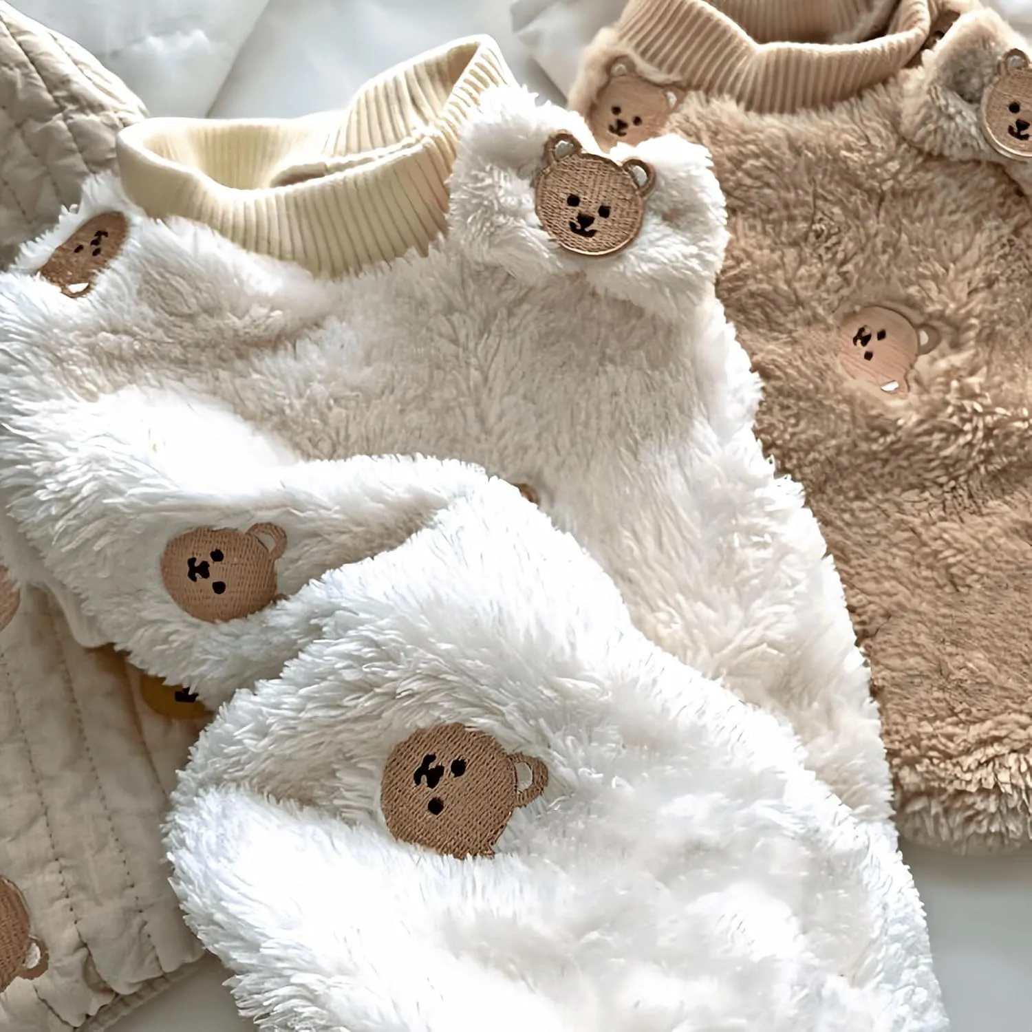 Cute Pet Apparel Bear Pattern Cartoon Dog Clothes All Season Sleeveless Puppy Kitten Pullover Soft Skin-Friendly (Brown, M (4.4-7.7lbs))