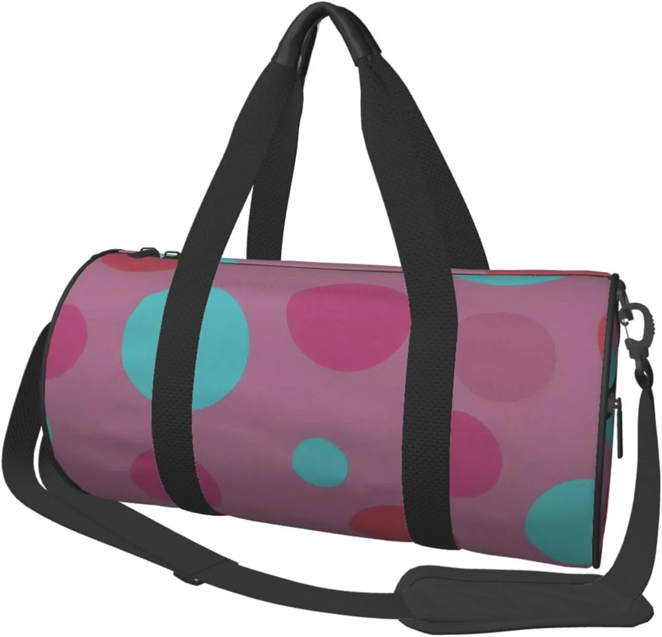 Cute Polka Dot Printed Travel Bag,Round Personal Item Storage bag,Foldie Duffel Bag for Traveling Vacation,Fitness,Sports