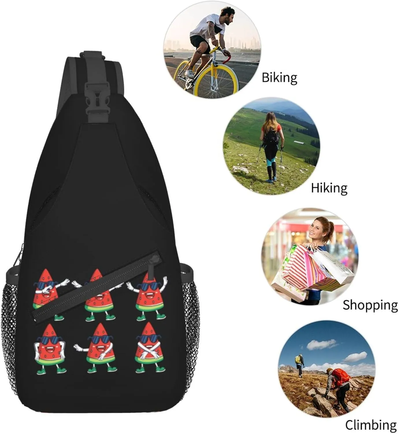 Cute Unicorns Crossbody Bag Adjustable Sling Bag Casual Chest Bags Travel Shoulder Backpack