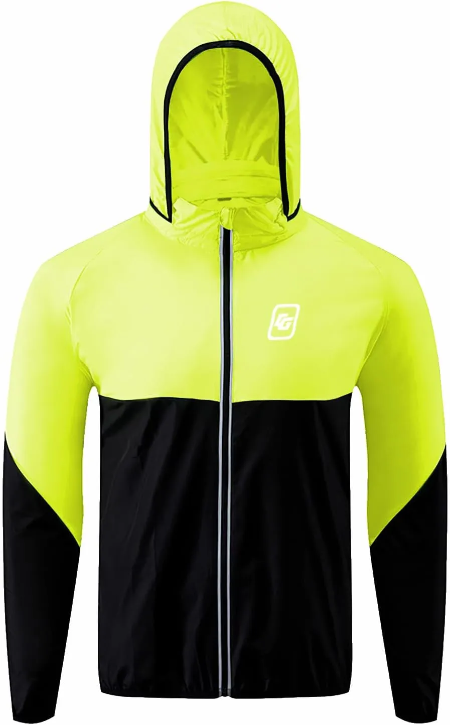 Cycling Rain Jacket Mens Lightweight Running Windbreaker Hooded Waterproof Hiking Travel Rain Coats Reflective