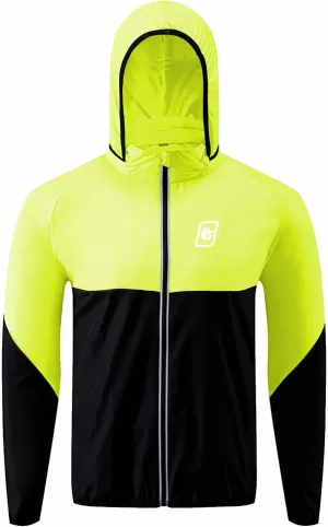 Cycling Rain Jacket Mens Lightweight Running Windbreaker Hooded Waterproof Hiking Travel Rain Coats Reflective
