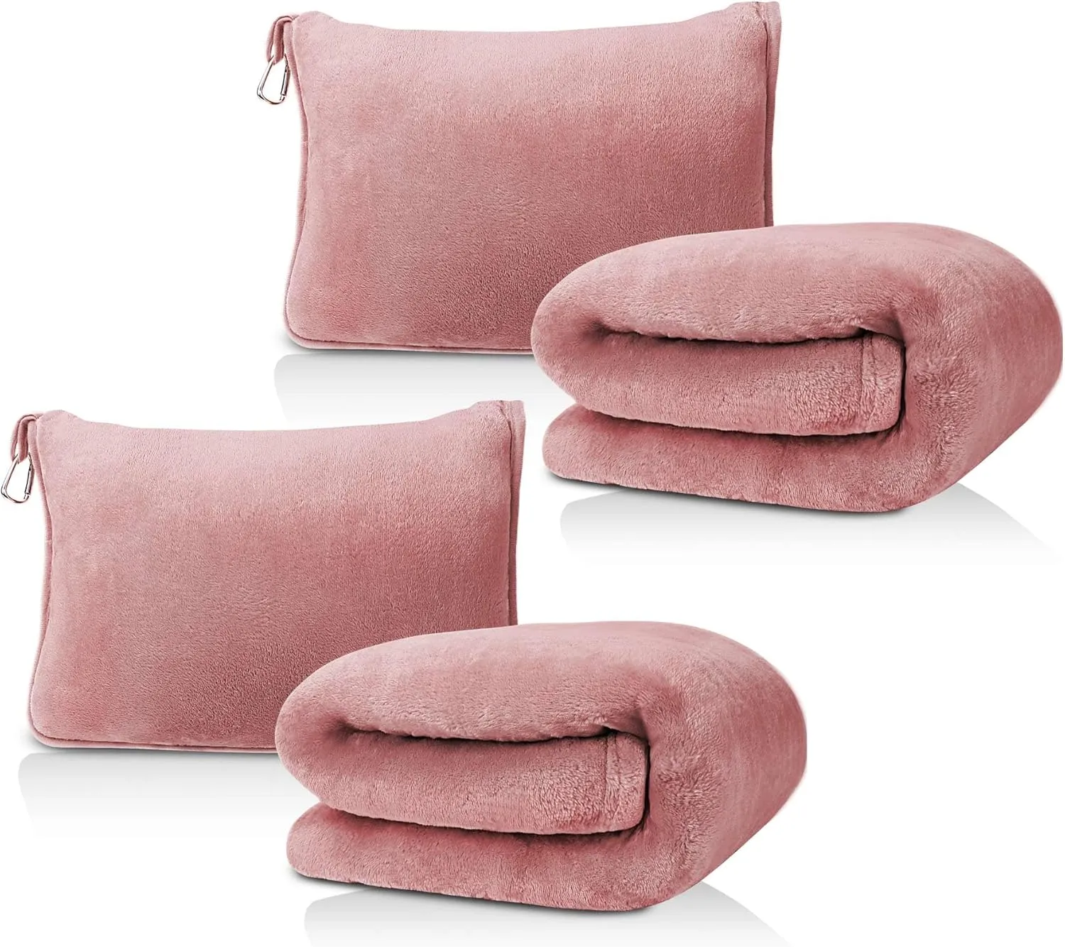 DAWNTREES 2 Pack 70"x40" Travel Blanket and Pillow Set,2 in 1 Large Airplane Blanket with Soft Bag Essential for Airplane, Car, Long-Distance Travel, and Outdoor Camping