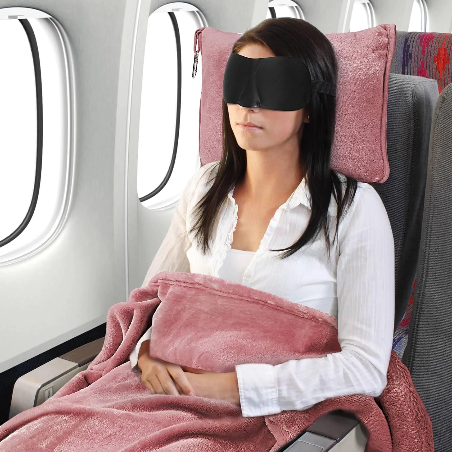 DAWNTREES 2 Pack 70"x40" Travel Blanket and Pillow Set,2 in 1 Large Airplane Blanket with Soft Bag Essential for Airplane, Car, Long-Distance Travel, and Outdoor Camping