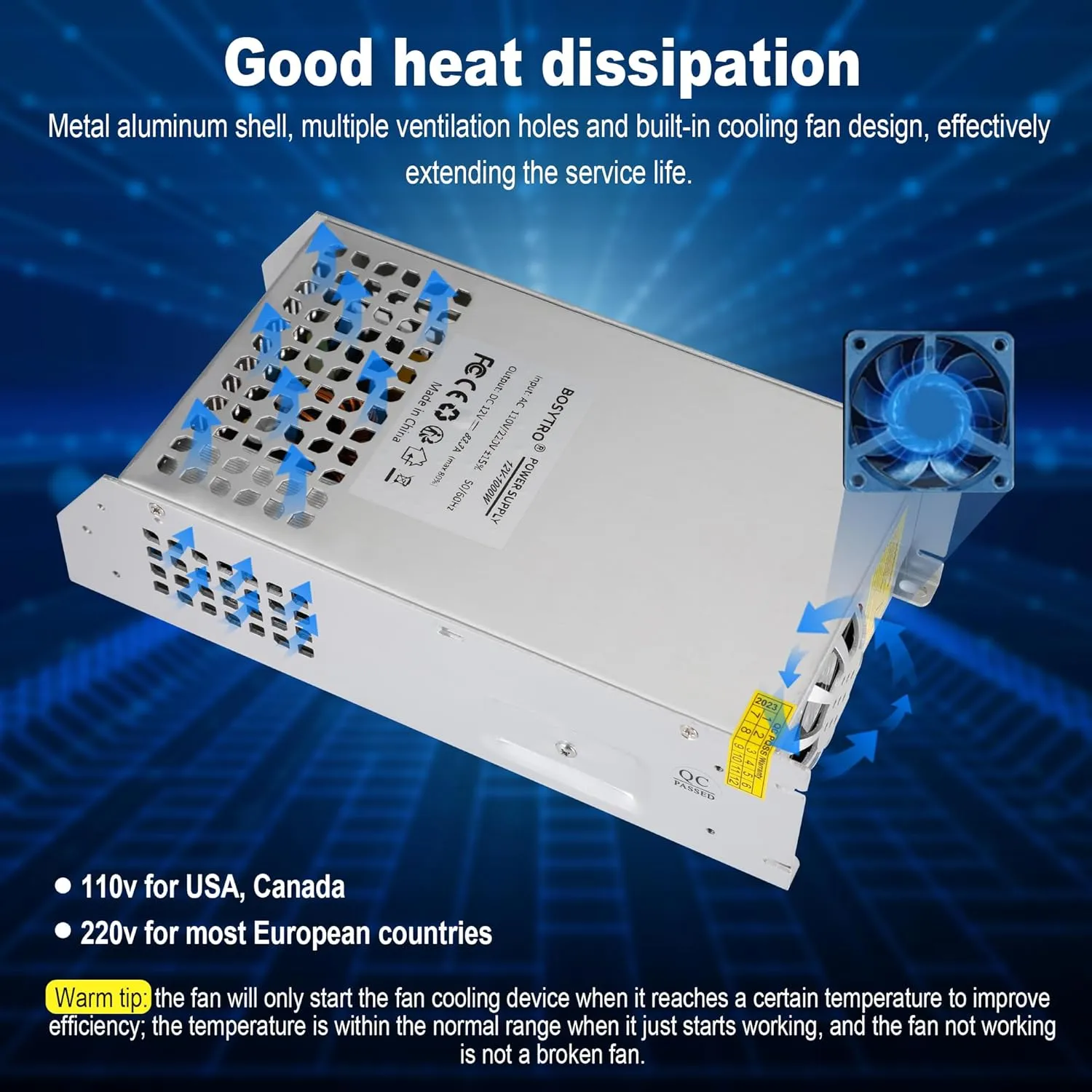DC 12V 83.3A 1000W Switching Power Supply SMPS AC 110V / 220V-DC 12V Transformer Adapter, for Advertising Signs, CCTV Camera Security System,Computer Project of Industrial Power Supplies